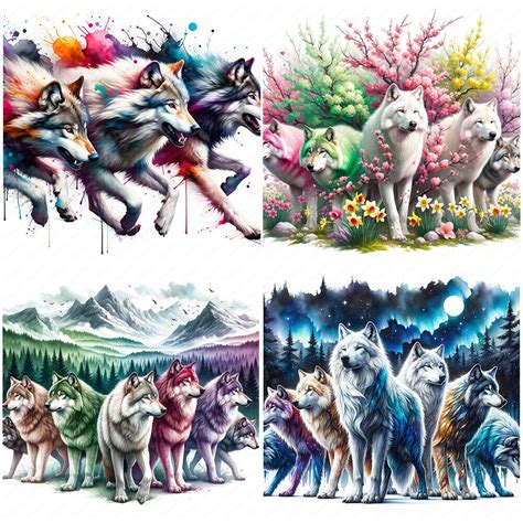 D Diy Full Round Drill Diamond Painting Wolf Pack Kit Home Decoration