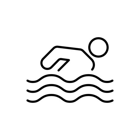 Athlet Strichm Nnchen Schwimmen Im Meer Schwarze Linie Symbol