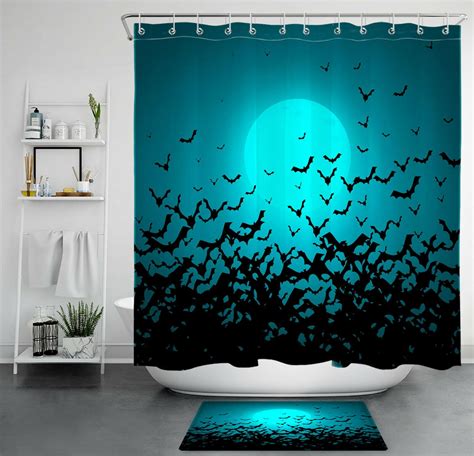 Spooky Black Bat Swarm Shower Curtain Transform Your Bathroom Into A