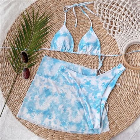 MAILLOT DE BAIN Bikini Tie dye pièces maillot de bain femmes Triangle String col licou