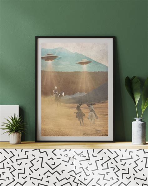 Ufo Wall Art Alien Printable Poster For Sci Fi Lovers Surreal Wild West