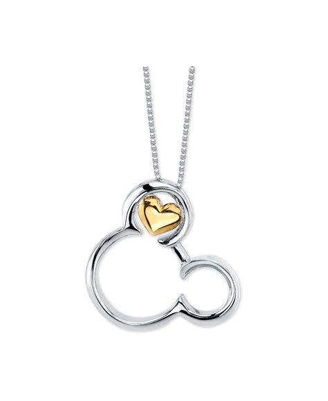 Disney S Mickey Mouse Pendant Necklace In Two Tone Sterling Silver For