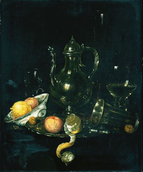 A Still Life With A Silver Ewer A Silver Breaker Vintage Artwork By