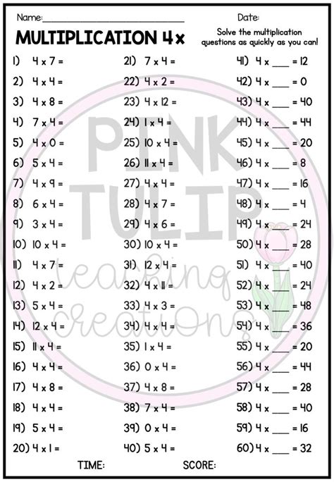 Multiplication Times Table Worksheets Numeracy Warm Up Multiplication Times Tables Mental