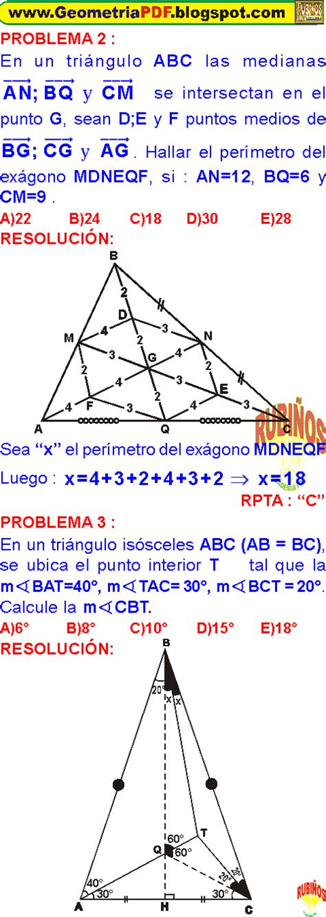 Puntos Notables En El Tri Ngulo Ejercicios Resueltos Pdf