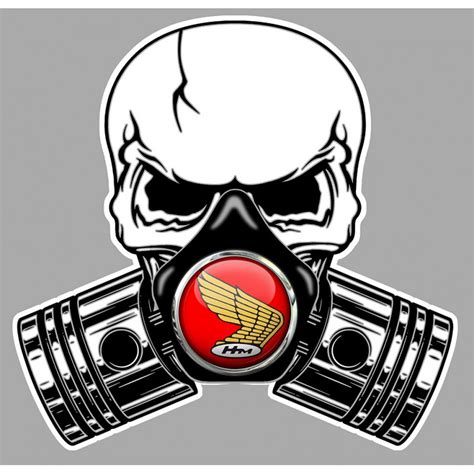 Honda Pistons Skull Sticker Cafe Racer Bretagne Clicboutic