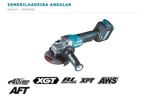 Esmerilhadeira Angular Makita A Bateria XGT 40V Max Li Ion GA029GM201