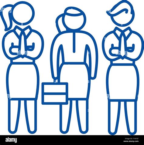 Female Employees Line Icon Concept Female Employees Flat Vector Symbol