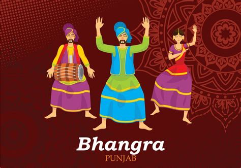 Bhangra Folk Dance Illustration Folk Dance Bhangra Dance Vector