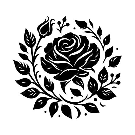 Rose Flower Silhouette Vector Illustration Premium Ai Generated Vector