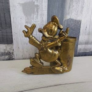 Vintage Rare Donald Duck Brass Pen Holder Original Walt Disney