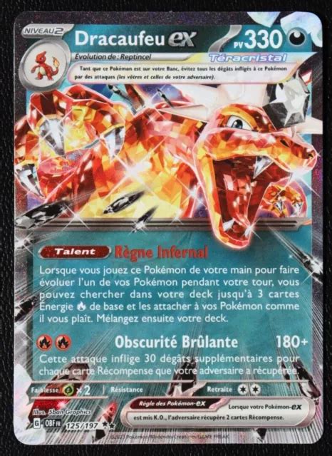 CARTE POKÉMON Dracaufeu EX 125 197 EV3 FLAMMES OBSIDIENNES NEUF FR