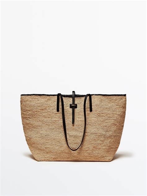 Massimo Dutti Raffia Tote Bag With Leather Handles Editorialist