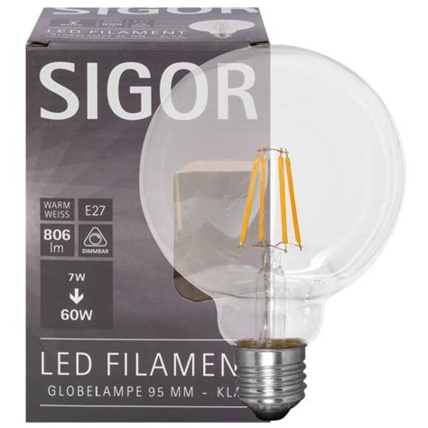 Led Filament Lampe E W Lm Globe Form Klar K