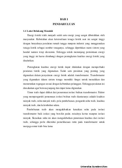 Analisis Kinerja Isolasi Transformator Tenaga Akibat Pengaruh