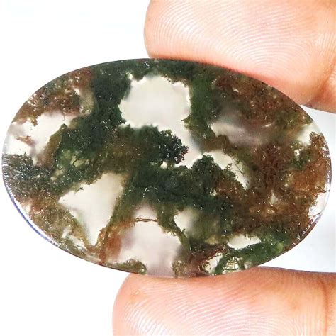 Natural Indonesian Moss Agate Oval Cabochon Gemstone Ct