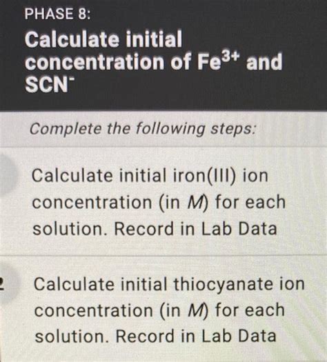 Solved Phase Calculate Initial Concentration Of Fe And Chegg