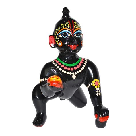 Buy Premium Black Coated Brass Laddoo Gopal Hand Painted With Expert