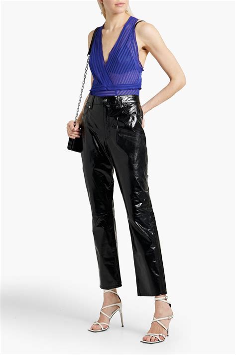 Iro Dakota Crinkled Patent Leather Straight Leg Pants The Outnet