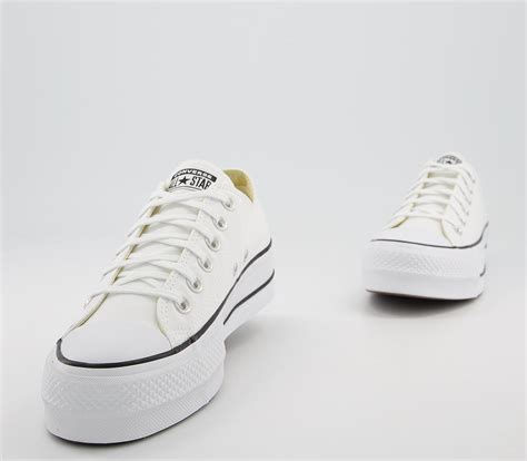 Converse All Star Low Platform White Black Hers Trainers