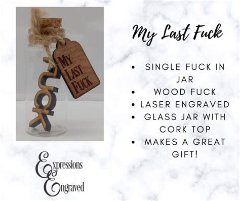 My Last Fuck To Give Jar Single Fuck In Glass Jar With Cork Lid Swear Word Mature Adult