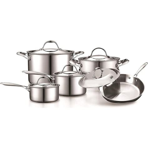 Cooks Standard 10 Piece Multi Ply Clad Stainless Steel Cookware Set 00235 The Home Depot