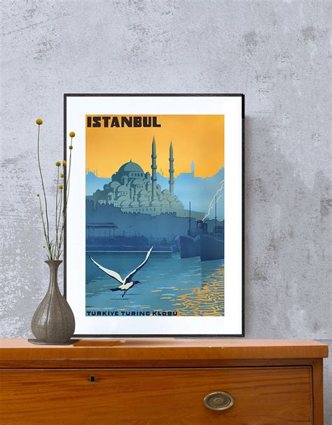 Istanbul Turkey Vintage Travel Poster Poster Paper Sticker Etsy