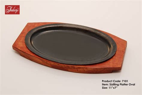 Wood & Iron Wooden With Iron Plate Sizzling Platter, | ID: 19165855033