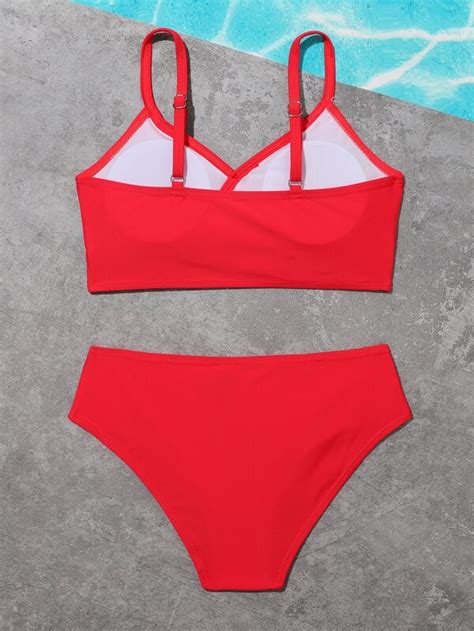 Ni As Ba Ador Bikini Unicolor Moda De Mujer Shein M Xico