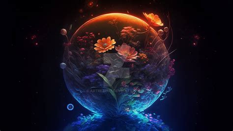 Planet in flowers, space by ARTREZOUT on DeviantArt