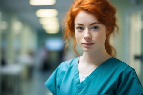 Premium Photo Young Pretty Redhead Girl With Surgeon Uniform