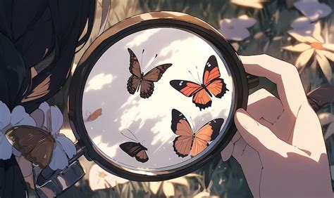 Premium Photo | Hand holding butterfly anime style