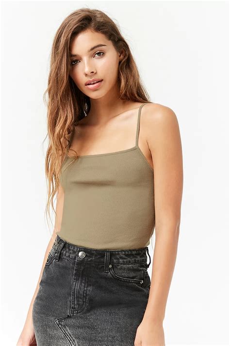 Forever 21 Ribbed Straight Neck Cami Gigi Hadid S Ribbed Tank Top In