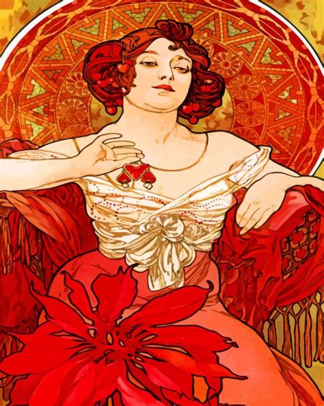 Alphonse Mucha Le Rubis Paint By Numbers Numeral Paint Kit