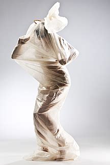 Naked Woman Wrapped In Foil Stock Photo