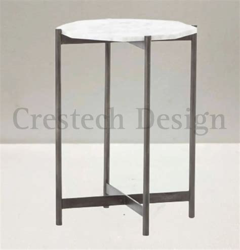 Mild Steel Powder Coated Hexagon Marble Top MS Table For Home Cross