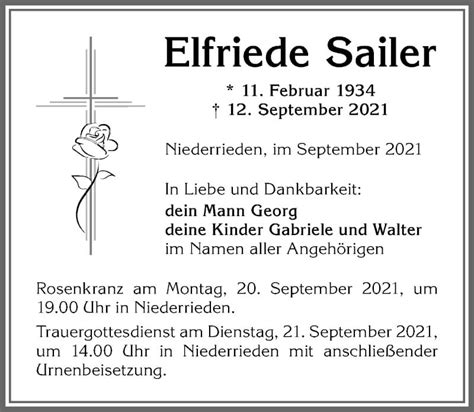 Traueranzeigen von Elfriede Sailer Allgäuer Zeitung