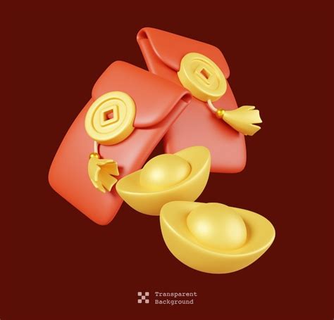 Premium Psd Angpao Aka Cny Red Envelopes And Gold Ingots Isolated