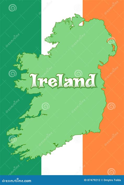 Map of Ireland on the Background of the Flag of Ireland. Irish Republic ...