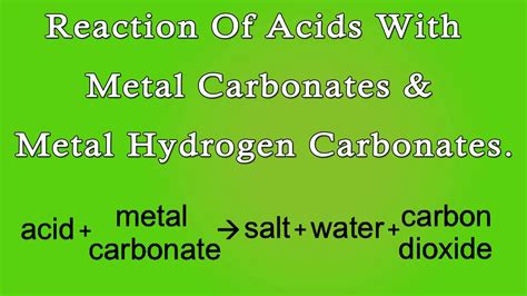 Reaction Of Acids With Metal Carbonates Metal Hydrogen Carbonates