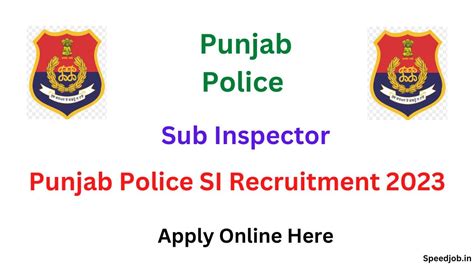 Punjab Police SI Recruitment 2023 Sub Inspector Online Form 288 Posts