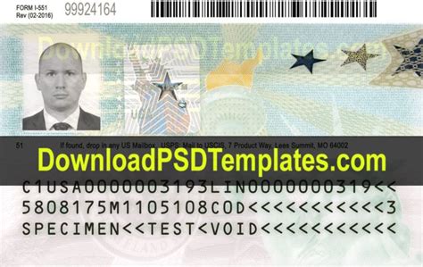 Us Permanent Resident Template Green Card Psd File Green Cards