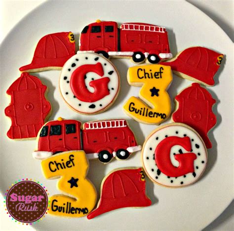 Firetruck Firefighter Cookies Sugar Cookies Decorated Firefighter