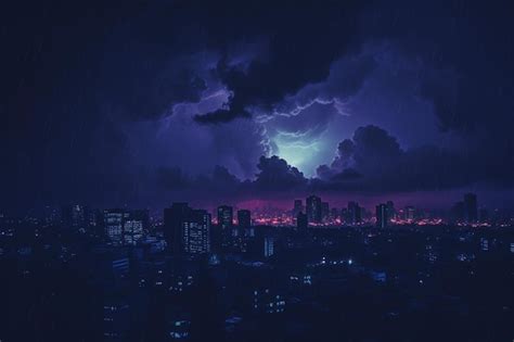 Black Dark Purple Blue Dramatic Night Sky Gloomy Ominous Storm Rain