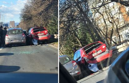 Lančani sudar na Slavonskoj u Zagrebu Sudarila se četiri auta 24sata