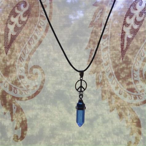 Boutique Jewelry Boho Lazulite Crystal Peace Symbol Necklace Poshmark