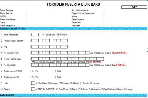 Detail Contoh Formulir Ppdb Koleksi Nomer