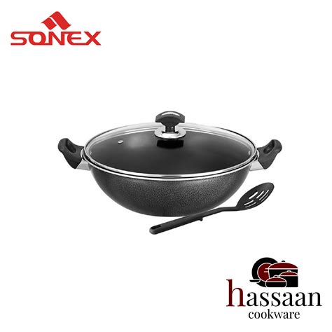 KLASSIC Wok Karahi Round Short Handle 32Cm With Glass Lid Non Stick