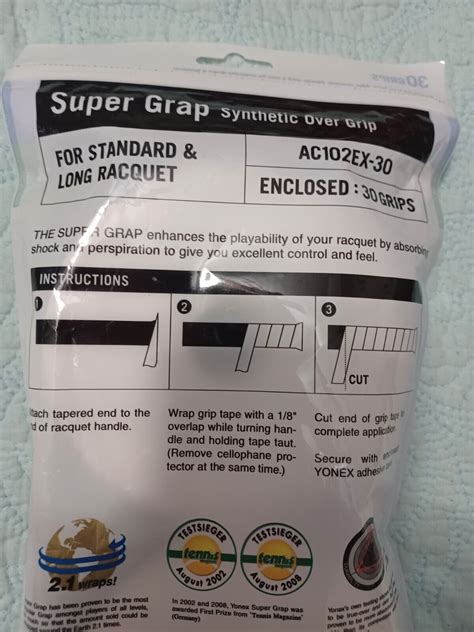 YONEX Super Grap 30 Pack White synthetic Racquet Over Grip AC102EX-30 ...
