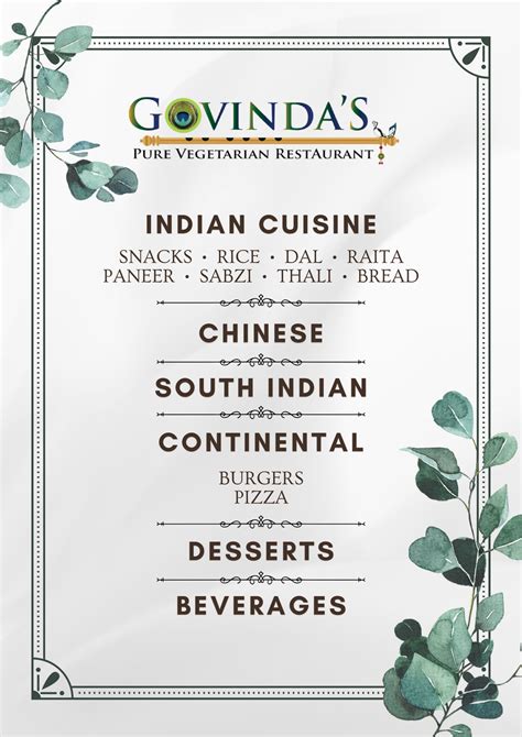 Our Menu Govindas Delhi